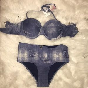 Faux denim bikini